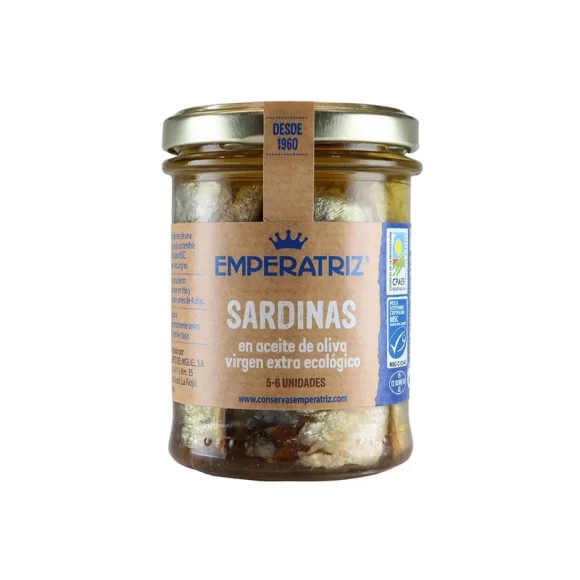 miherbolaria sardina en aceite oliva bio 190g emperatriz
