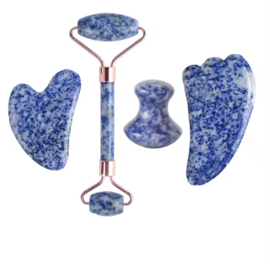 miherbolaria set rodillo facial doble jade azul 14cm